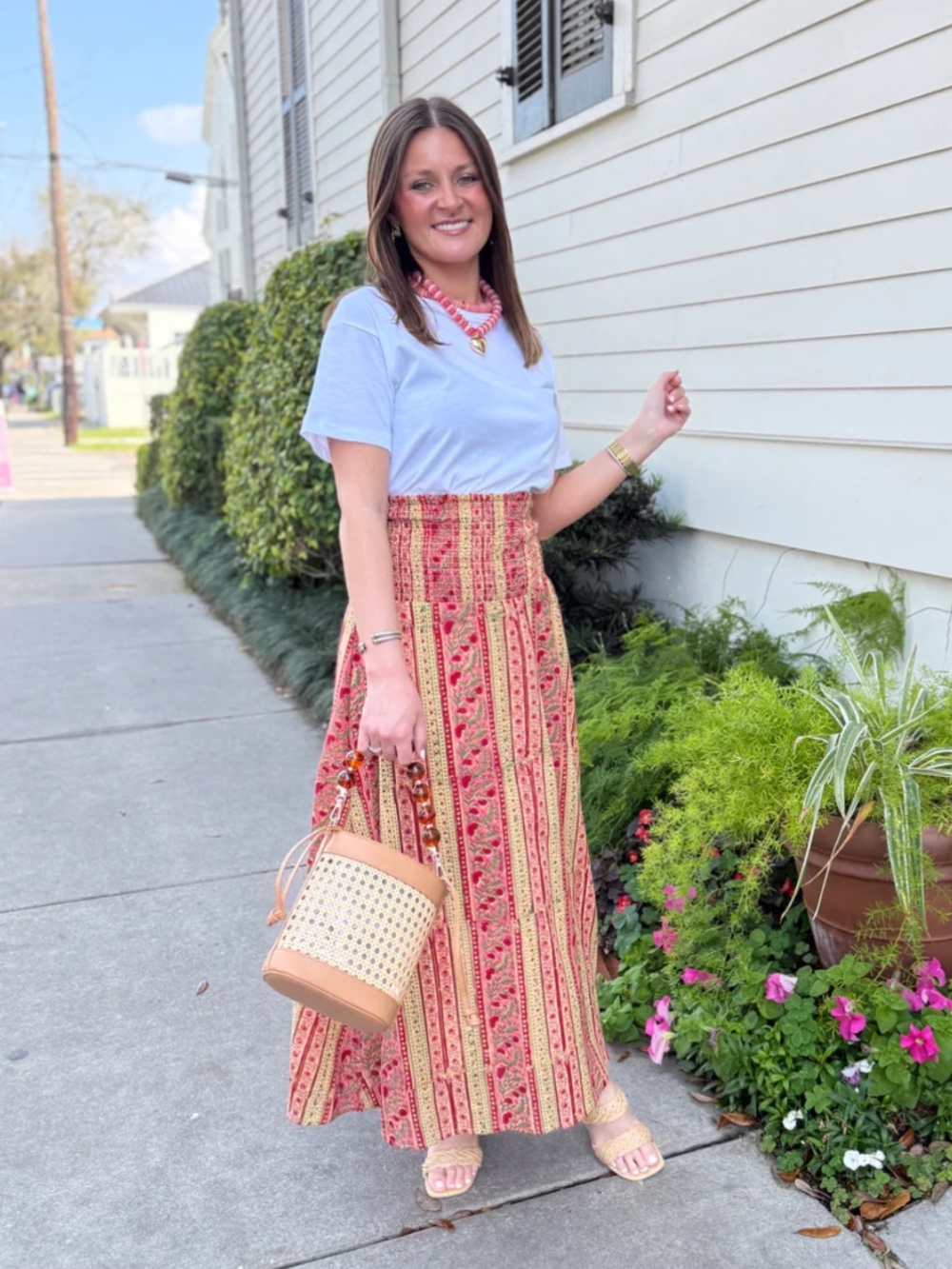 Fox and Hen Block Print Maxi Skirt